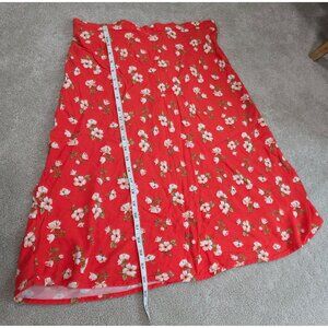 Old Navy Red Floral Womens Skirt Elastic Waist Size L
